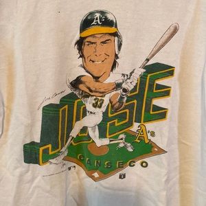 Vintage Jose Canseco Oakland A's Cartoon Caricature Salem 1980s Tshirt kids 6/8